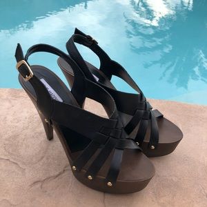 Steve Madden NEW P-Desi Black Platform Heels 10